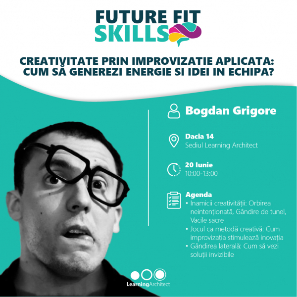 Clubul Learning Architect | FUTURE FIT SKILLS: Creativitate prin improvizație aplicată – Cum să generezi energie și idei în echipă?
